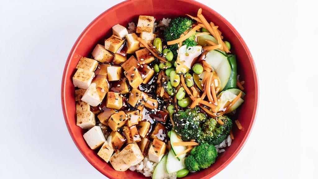 Tofu Bowl · Grilled, Organic & GMO Free Tofu with your choice of our signature sauces, carb, veggies and toppings