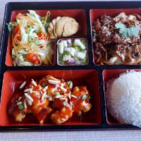 Bento Box - Mongolian Beef & Almond Siracha · Mongolian Beef & Pad Kee Mow
Set Bento includes
- 1 pcs Veggies Curry Puff
- Salad
*** No su...