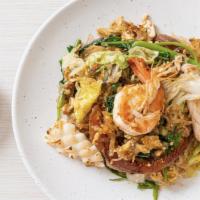 Sukiyaki · Glass noodles stir fried with celery, egg, bok choy, napa cabbage, scallions, sesame, and ci...