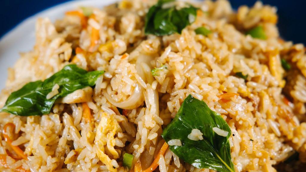 Basil Fried Rice · Egg, basil, green onions, carrot, onion,