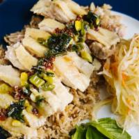 Bal Mon · Recommended. Cambodian chicken rice. Succulent poached chicken served over garlic rice and p...