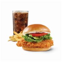 Spicy Chicken Sandwich Combo · A juicy chicken breast marinated and breaded in our unique, fiery blend of peppers and spice...