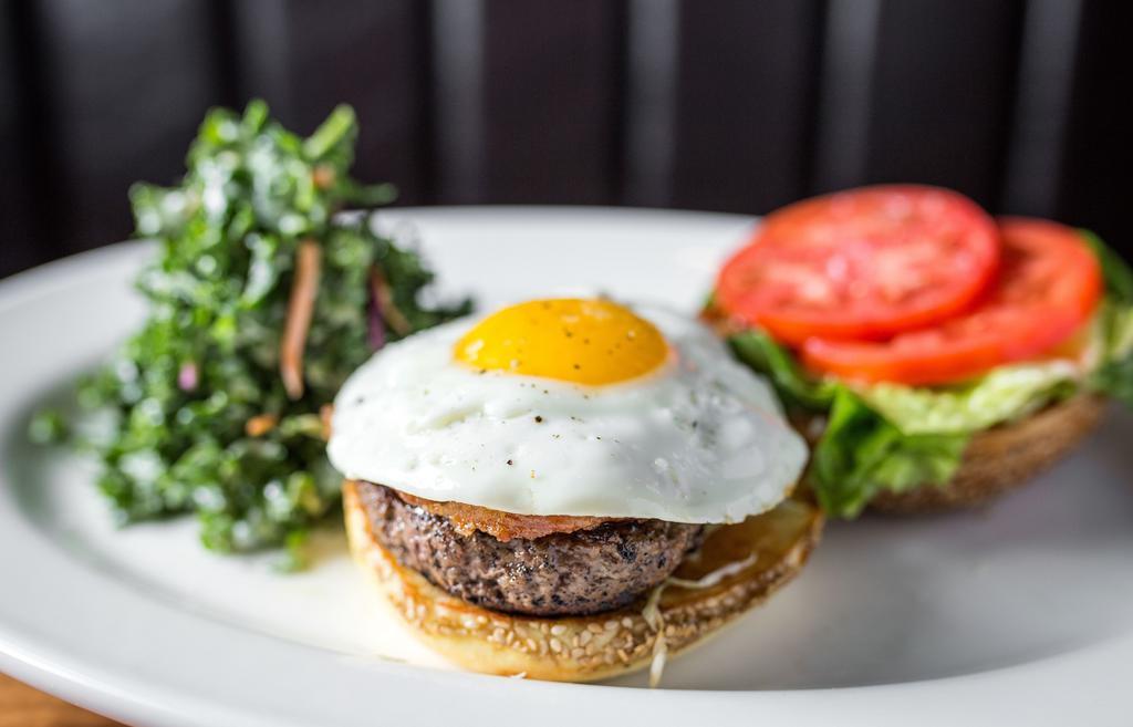 Wedge Burger · Sunny-side up egg, bacon, danish blue, and garlic dressing. Consuming raw or undercooked meats, poultry, seafood, shellfish, or eggs may increase your risk for foodborne illness.