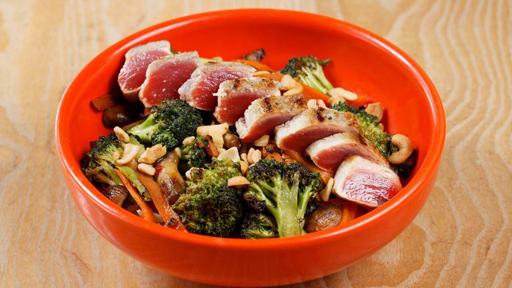 Seared Ahi Tuna Wok Out (Bowl) · Consuming raw or undercooked meats, poultry, seafood, shellfish, or eggs may increase your risk for foodborne illness.