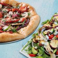 The Indecisive · small pizza + half salad