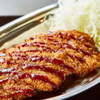 Pork Katsu Curry  · Panko-breaded fried pork or chicken cutlet, drizzled with tonkatsu sauce, served with shredd...