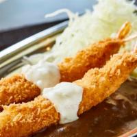 Shrimp Curry · 2 Tempura-fried shrimp & tartar sauce, with Japanese curry and shredded cabbage over rice. C...