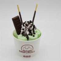 Mint Chocolate · Mint ice cream, topped with whipped, chocolate pocky sticks, hersey's bar, chocolate chips a...