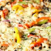 Palio'S Vegetable Large · Black olives, onions, fresh mushrooms, red, yellow, and green peppers, tomatoes, and spinach...