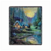 Meadow Wood Cottage · Woven multi-colored cotton throw features the artistry of Thomas Kinkade in a country cottag...