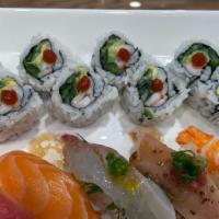 Sushi Lunch · 5 Pcs of sushi (ahi tuna, salmon, Japanese Sea Bream ( Tai ), albacore, and shrimp). choose ...