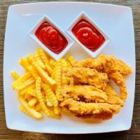 Fried Chicken Strip ( 8 Pieces ) & Fries · With ketchup.