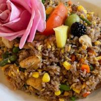 Combo · House Fried Rice with choice of protein and mix vegetables made with purple wild rice
