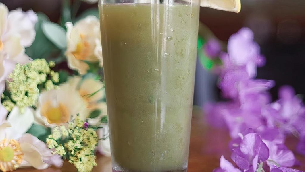 Green Healer · Organic cold pressed juices of apple, celery, cucumber, kale, collard green, spinach, mint tea, lemon, spirulina, ginger.