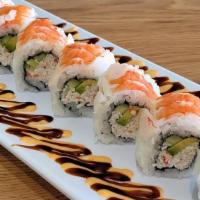 Tiger Roll · Steamed Shrimp on top of a California roll.  Spicy Mayo and Eel Sauce