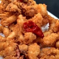 Calamari With Peppers · Fresh calamari breaded and fried till golden brown with calabrian chilis, served with cockta...