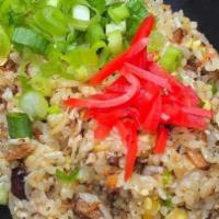 Large Niku Fried Rice · Egg rice, seasoned and wok-fried with seasoned ground beef, imitation crab, corn green onion...