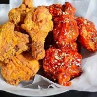 Fried Chicken (Whole) · 2 flavors. Drumstick, wings, thigh, breast.