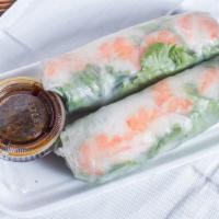 Shrimp Spring'In Rolls · Shrimp wrapped with vermicelli rice noodles, cilantro, leaf lettuce rolled in moistened rice...