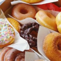 Half Dz Baker'S Mix · Baker's dozen mix of average joe donuts such as cinnamon rolls, apple fritters, filled, cake...