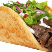 Gyro Wrap · Grilled all-beef gyro with tzaziki sauce and lettuce wrapped in a warmed pita.
