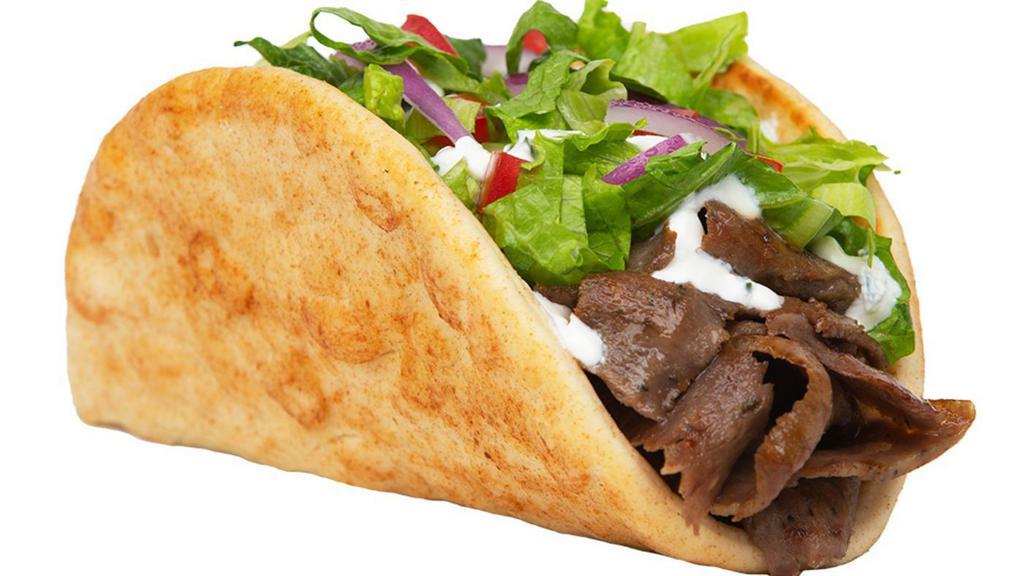 Gyro Wrap · Grilled all-beef gyro with tzaziki sauce and lettuce wrapped in a warmed pita.