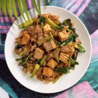 Vegan Pad See Ew · Flat rice noodles served with broccoli, bean sprouts and your choice of tofu or vegetables s...