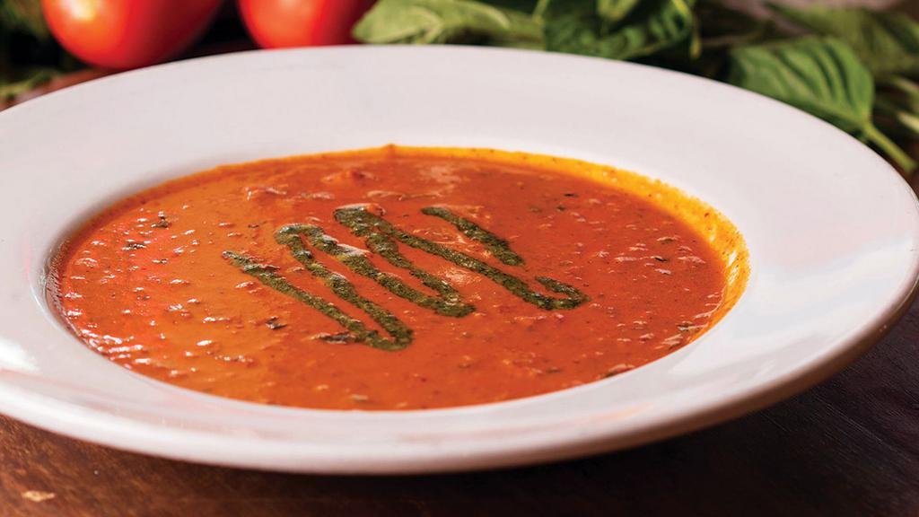 Bowl Tomato Basil · Roasted Roma tomatoes and fresh basil, simmered in a creamy tomato bisque.