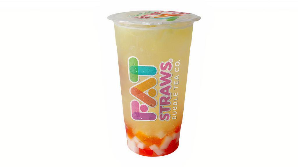 Lg Pineapple Fresca-D · Pineapple blended to create a refreshing beverage. No caffeine. No dairy.  (Picture shown with optional boba/jellies.)