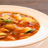 Gf Vegan Minestrone Bowl · Fresh garden vegetables, cannellini beans, and GF penne pasta, in a savory vegetable broth. ...