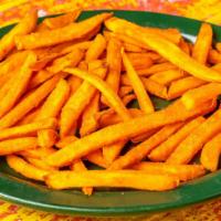 Sweet Potato Fries · Hand cut sweet potatoes, chili and brown sugar rub.