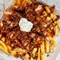 Bacon Chicken Ranch Fries · Chicken, Bacon Bits, Fries Shredded Cheese , Ranch