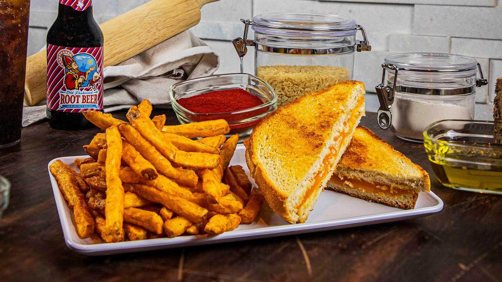 Grilled Cheese · Kids meals (excluding pizzas) served with seasoned fries sweet potatoes fries or chips and salsa.