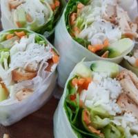 Fresh Rolls · lettuce, carrot, cabbage, cucumber and rice noodle with choice of Tofu, Chicken or Shrimp se...