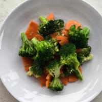 Broccoli Stir-Fry · Broccoli and carrot sauteed with protein of your choices on light garlic sauce.
