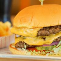 Double Trouble Combo · Double Trouble Burger + choice of side + regular drink