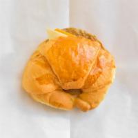 Sausage, Egg & Cheese Croissant · We freshly make it when you order.