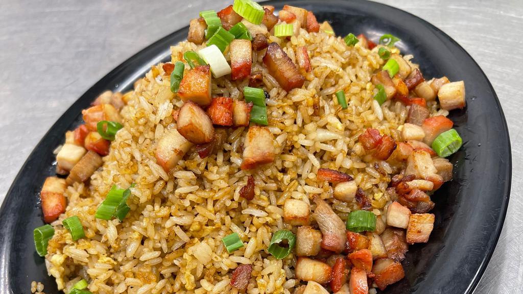 Fried Rice · Made with your choice of meat, onion, egg, scallions and rice. Choose from: chicken, pork, and shrimp. Combination includes: chicken, pork, and shrimp.