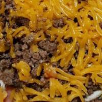 Beef Salad · All Vegetables + 1/2 Pound of Ground Beef, Cheddar Cheese.