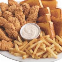Family Favorites Meal · Perfect for the whole family.  16 chicken strips or steak fingers, fries, gravy, and Texas t...