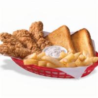 Chicken Strip Basket · DQ's crunchy, golden chicken strip country basket is served with crispy fries, Texas toast, ...