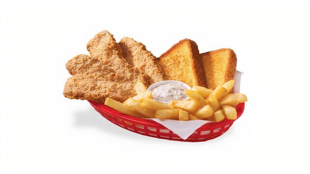 Steak Finger Basket · DQ's crunchy, golden steak finger country basket is served with crispy fries, Texas toast, and the best cream gravy anywhere.