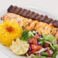 Combo Single Grill · One skewer chicken and one skewer ground beef kabob.