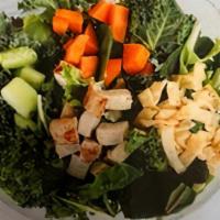 Asc Cobra Kai · Kale and Spring Mix, Chopped Green Onion, Diced Carrots, Wonton Strips, And Cucumbers, With ...