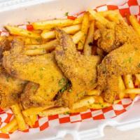 Chicken Fried Wings (3)  · 3-whole fried chicken wings with fries
