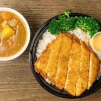 Tofu Curry Katsu Bowl · Fried tofu coated with panko bread crumbs served with steam
jasmine rice, steam broccoli, yu...