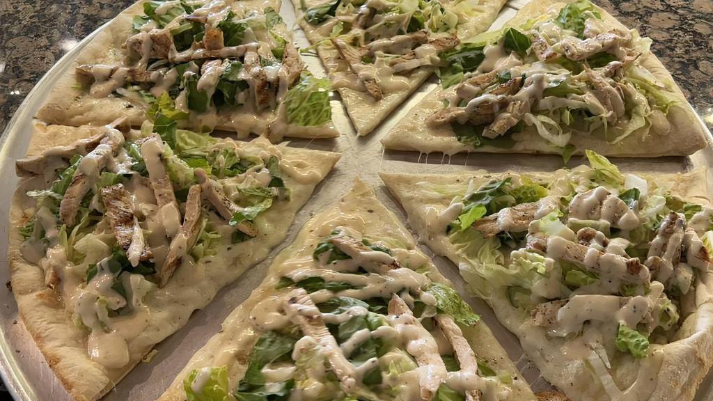 Chicken Ceasar Pizza · Add Chicken for an additional charge. (No Tomato Sauce).
