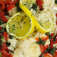 Chicken Piccata · Sautéed with Fresh Squeezed Lemon Juice, Butter and Capers in White Wine Sauce.