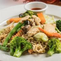 Poorman Noodle · A choice of protein stir fried with egg noodle, egg, baby corn, broccoli, carrot and mushroo...