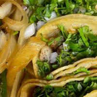 Mini Tacos Order · 5 mini tacos with your favorite protein.
onions,cilantro,grill onions,chile toreado,charro b...